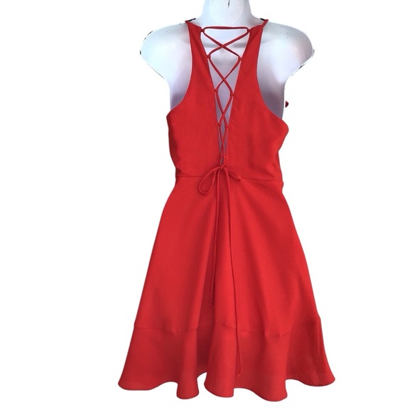 South Moon Under Red Strappy Open Back Ruffle Mini Dress NEW - Picture 4 of 8